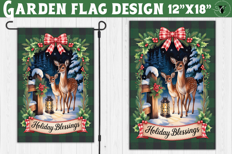 Merry Christmas Garden flag | Christmas Reindeer sublimation