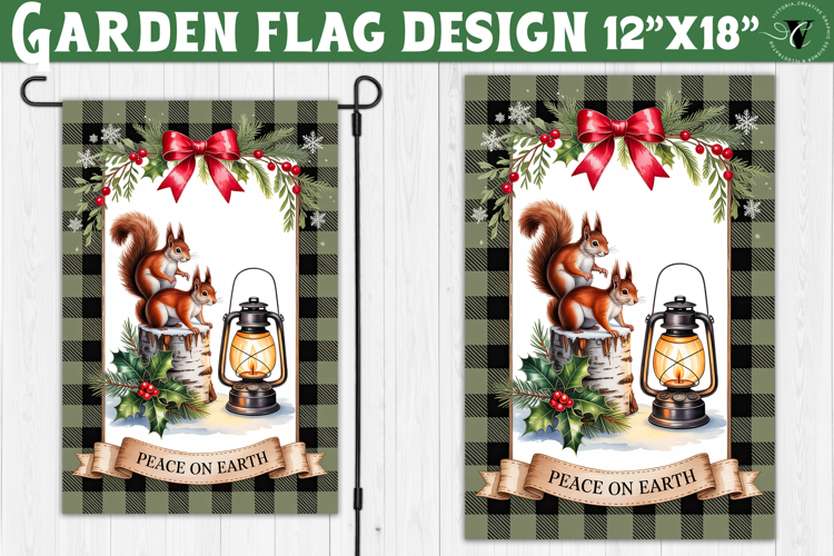 Merry Christmas Garden flag | Christmas Squirrel sublimation