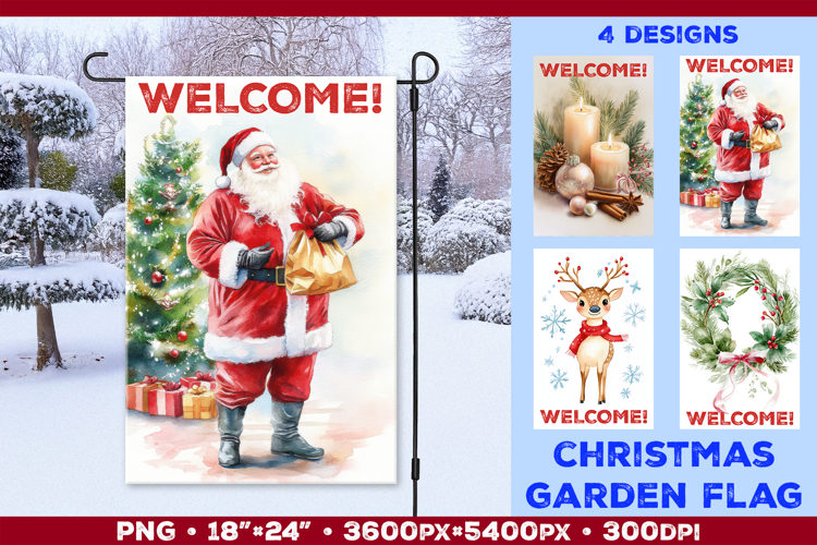 Winter Garden Flag. Christmas Garden Flag Sublimation