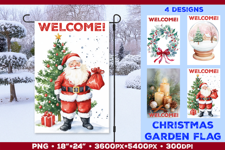 Winter Garden Flag. Christmas Garden Flag Sublimation