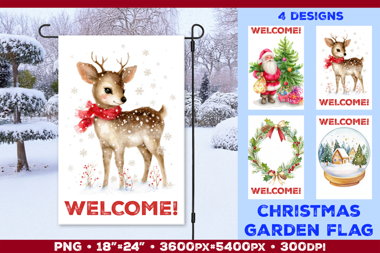 Winter Garden Flag. Christmas Garden Flag Sublimation