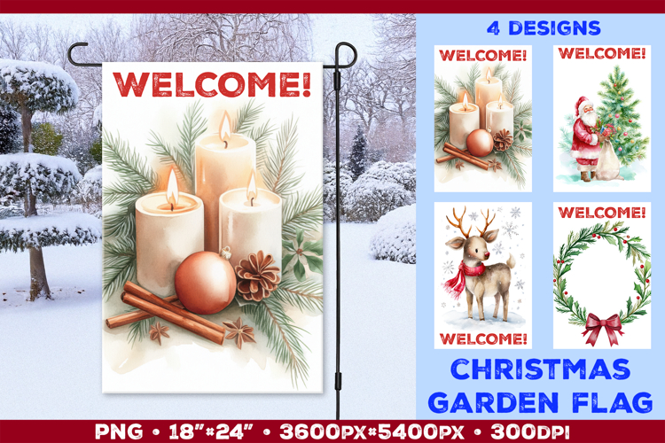 Winter Garden Flag. Christmas Garden Flag Sublimation