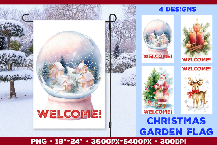 Winter Garden Flag. Christmas Garden Flag Sublimation