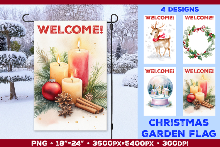 Winter Garden Flag. Christmas Garden Flag Sublimation