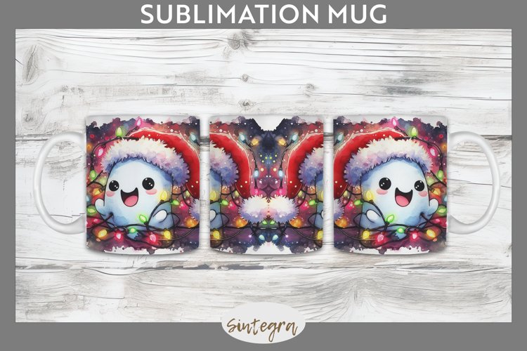 Christmas Ghost v3 Entangled in Lights Mug Wrap Sublimation