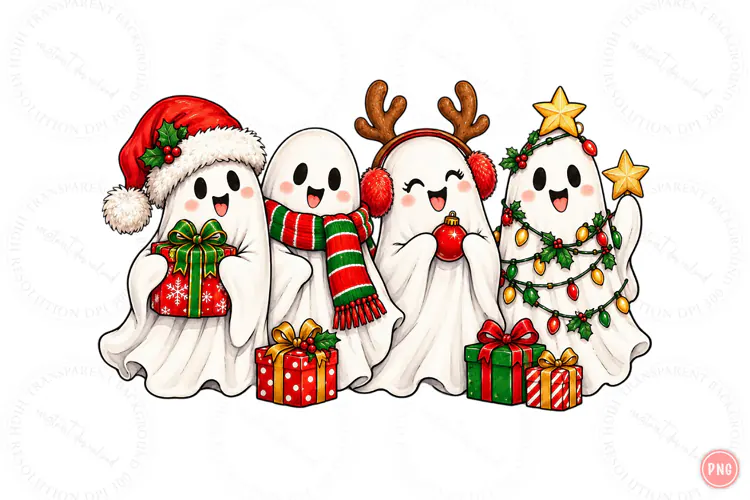Christmas Ghost PNG, Funny Christmas PNG, Christmas PNG