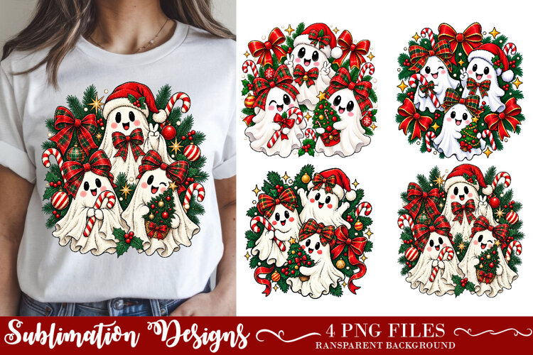 Christmas Ghost PNG, Preppy Spooky Holiday Sublimation Png example image 1