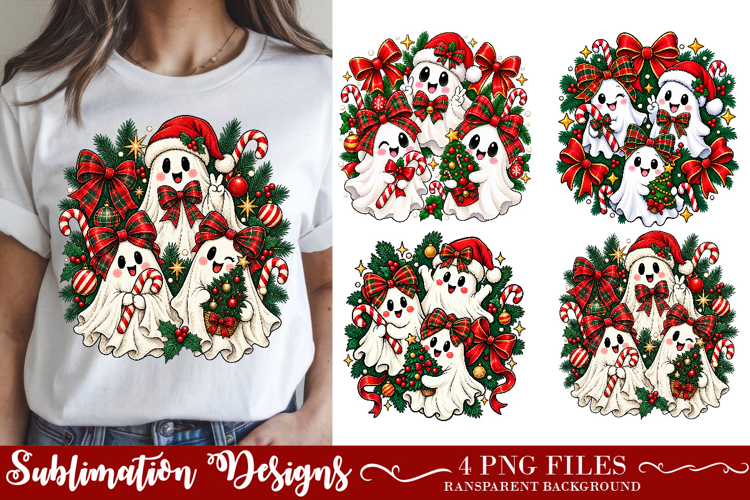 Christmas Ghost PNG, Preppy Spooky Holiday Sublimation Png