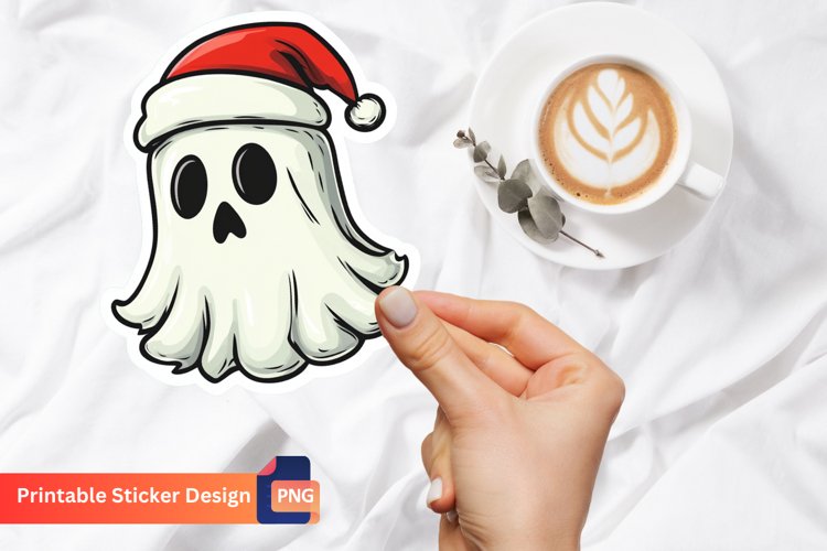 Christmas Ghost Sticker, Spooky Holiday Decorations Sticker
