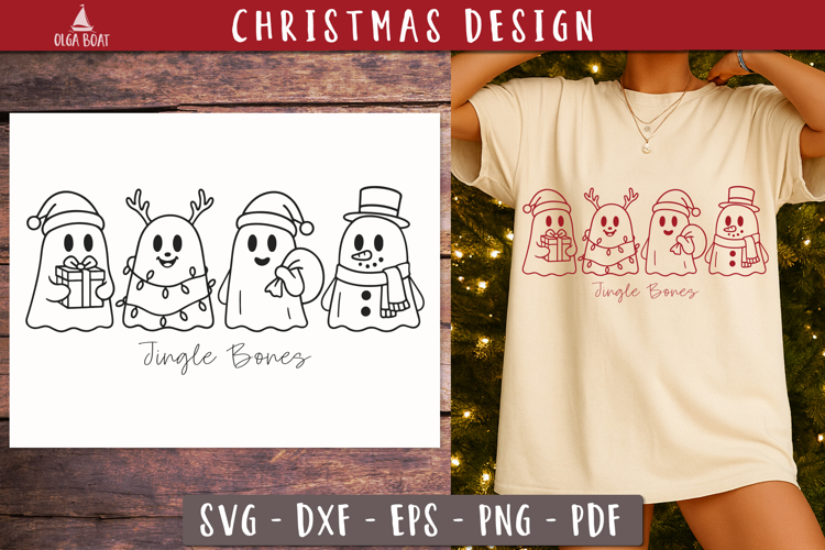 Christmas ghost SVG design Jingle Bones