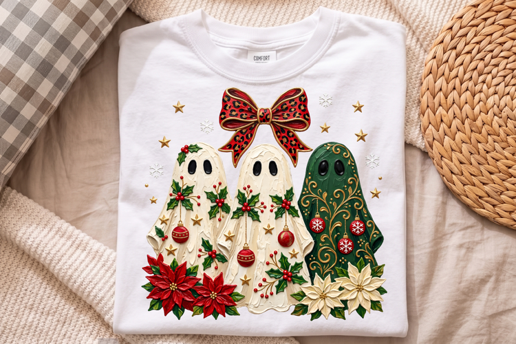 Christmas Ghost Trio Png,Festive Holiday Spirits with Leopar