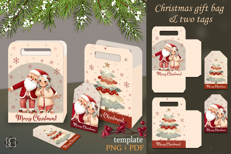 Christmas gift bag and two Tags
