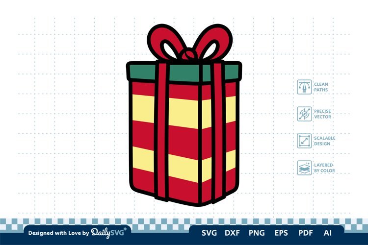 Christmas Gift Box SVG Illustration | Holiday Clipart example image 1