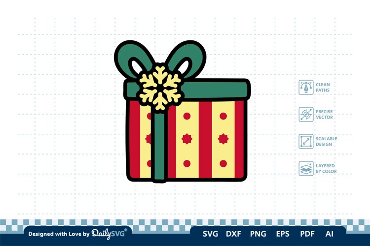 Christmas Gift Box SVG Illustration | Holiday Clipart example image 1