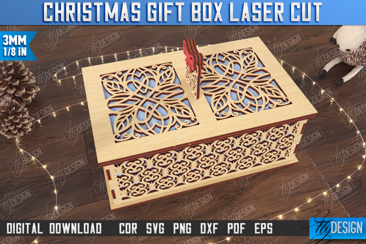 Christmas Gift Box Laser Cut | Wooden Box with Pattern | CNC