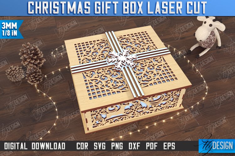 Christmas Gift Box Laser Cut | Wooden Box with Pattern | CNC