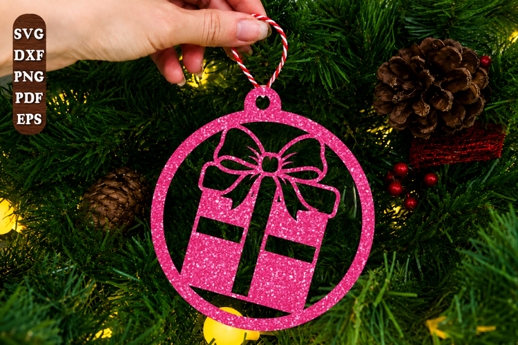 Christmas Gift Box Ornament Laser Cut SVG