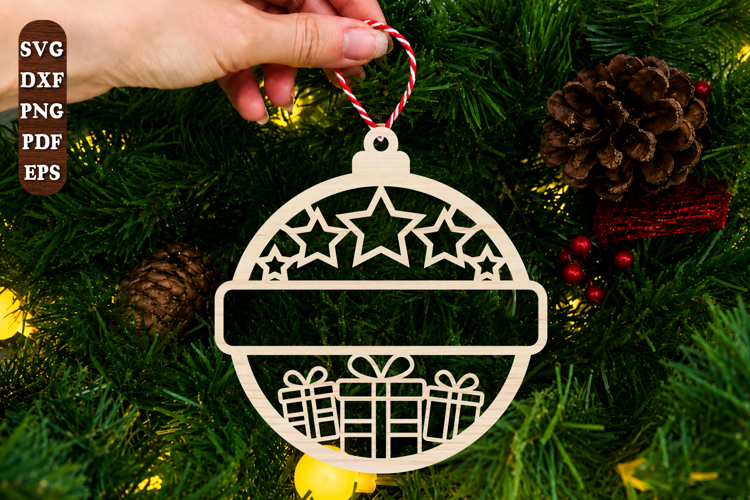 Christmas Gift Box Ornament Laser Cut SVG