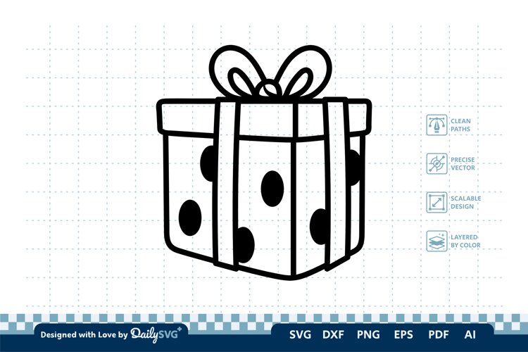 Christmas Gift Box SVG Illustration | Holiday Clipart example image 1