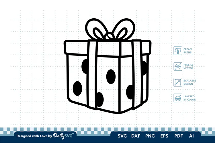 Christmas Gift Box SVG Illustration | Holiday Clipart