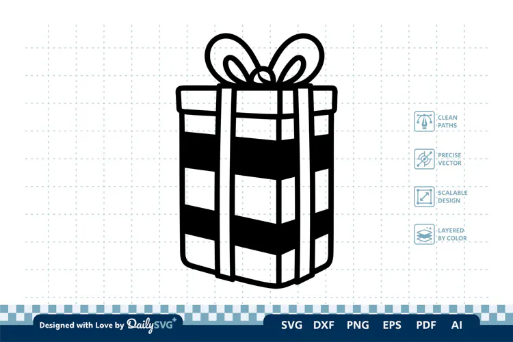 Christmas Gift Box SVG Illustration | Holiday Clipart