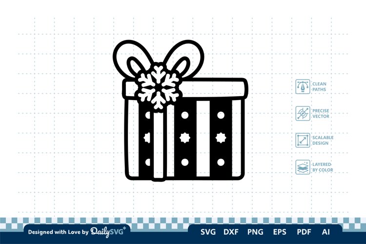 Christmas Gift Box SVG Illustration | Holiday Clipart example image 1