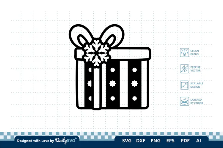 Christmas Gift Box SVG Illustration | Holiday Clipart