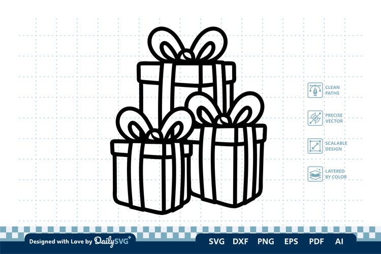 Christmas Gift Box SVG Illustration | Holiday Clipart example image 1