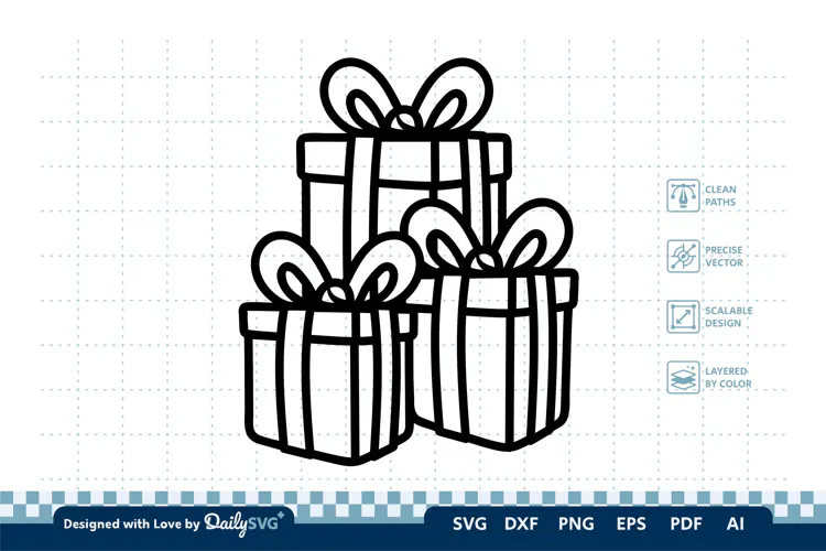 Christmas Gift Box SVG Illustration | Holiday Clipart