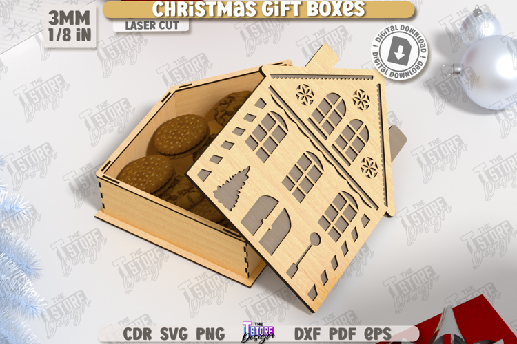 Christmas Gift Box Laser Cut |Xmas Present| Holiday Gift Box