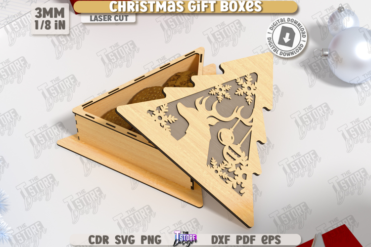 Christmas Gift Box Laser Cut |Xmas Present| Holiday Gift Box