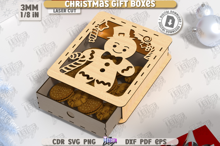 Christmas Gift Box Laser Cut |Xmas Present| Holiday Gift Box