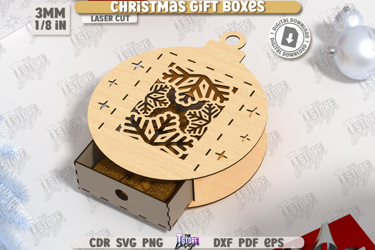 Christmas Gift Box Laser Cut |Xmas Present| Holiday Gift Box