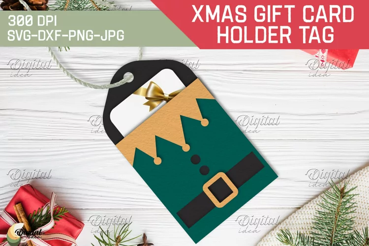 Elf SVG. Christmas Gift Card Holder Tags. 3D PaperCut