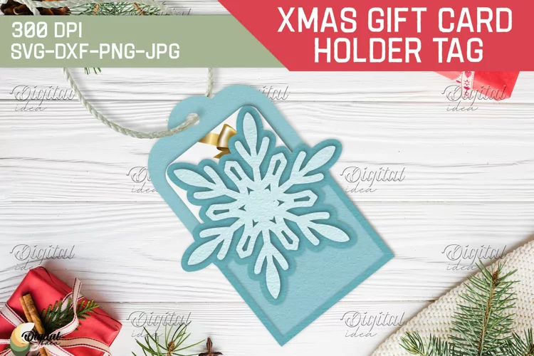 Snowflake SVG. Christmas Gift Card Holder Tags. 3D PaperCut