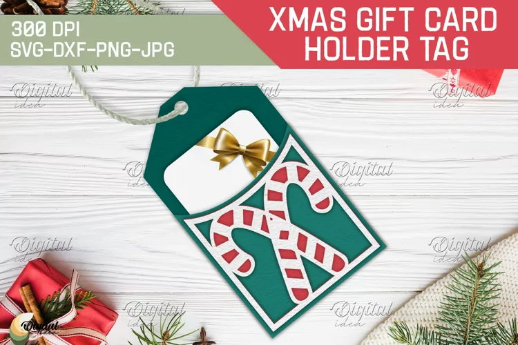 Candy SVG. Christmas Gift Card Holder Tags. 3D PaperCut