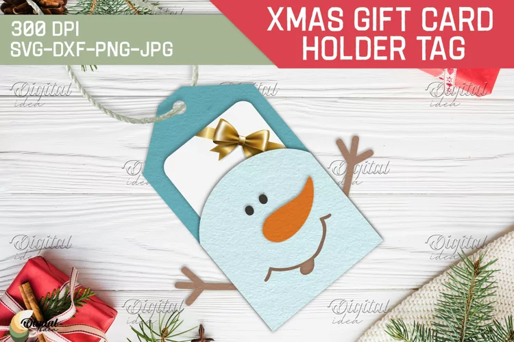 Snowman SVG. Christmas Gift Card Holder Tags. 3D PaperCut