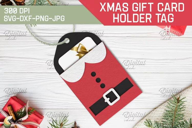 Santa SVG. Christmas Gift Card Holder Tags. 3D PaperCut