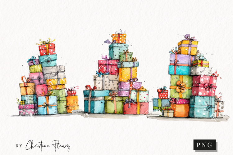 Christmas Gift Stack Clipart | Christmas PNG