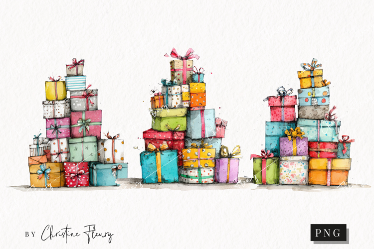 Christmas Gift Stack Clipart | Christmas PNG