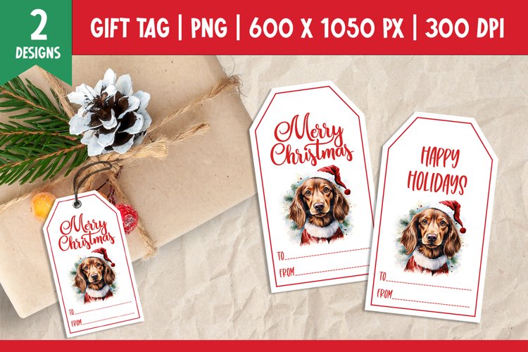 Merry Christmas Gift Tags Printable Templates PNG Dog