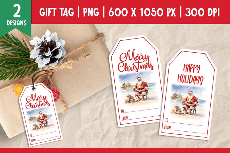 Merry Christmas Gift Tags Printable Template Santa Claus example image 1