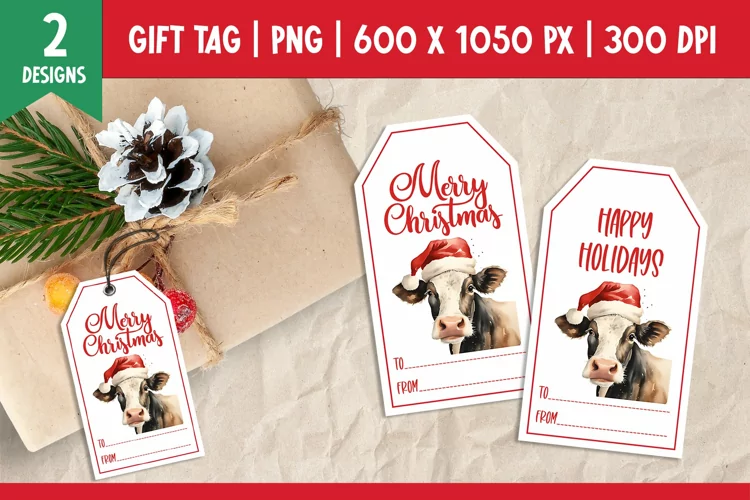 Merry Christmas Gift Tags Printable Template Cow