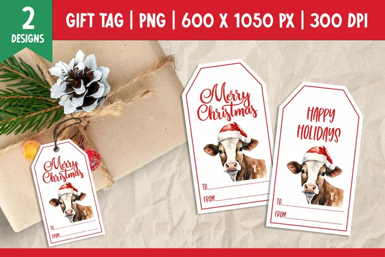 Merry Christmas Gift Tags Printable Template Cow