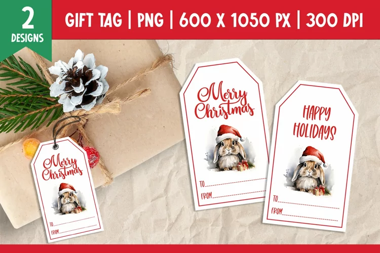 Merry Christmas Gift Tags Printable Template Bunny