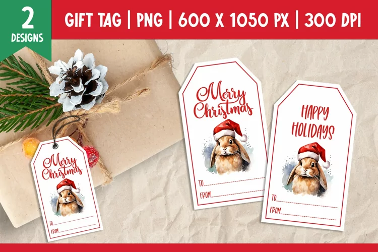 Merry Christmas Gift Tags Printable Template Bunny