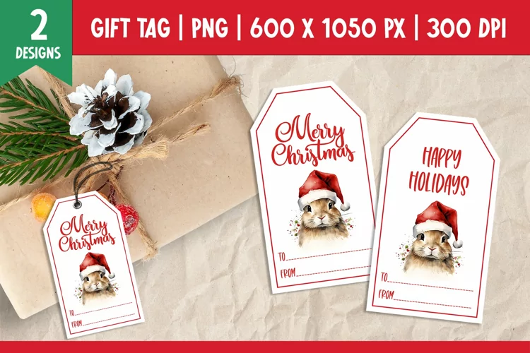 Merry Christmas Gift Tags Printable Template Bunny
