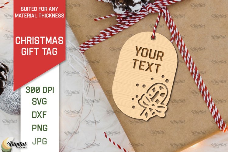 Christmas Gift Tag Laser Cut. Merry Christmas SVG Design