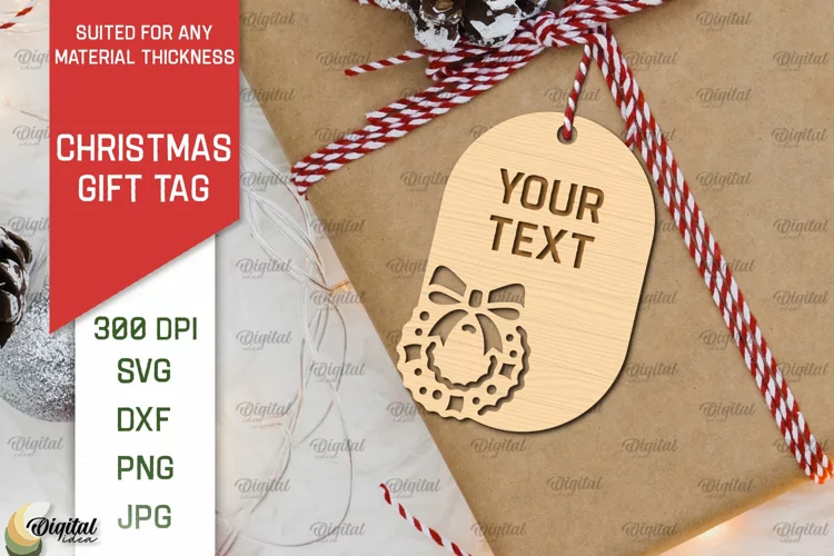 Christmas Gift Tag Laser Cut. Merry Christmas SVG Design