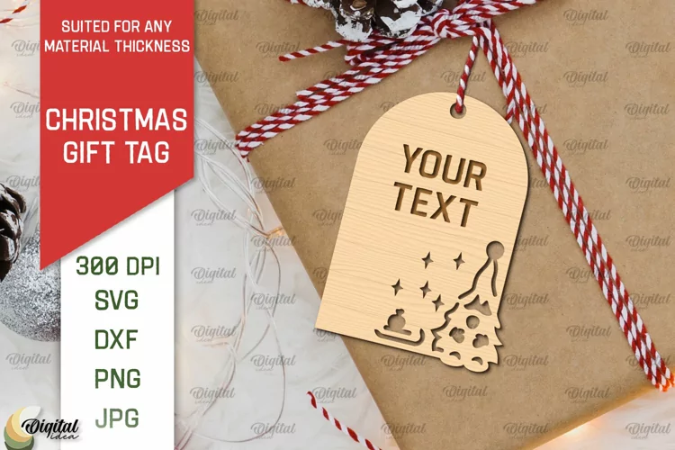 Christmas Gift Tag Laser Cut. Merry Christmas SVG Design